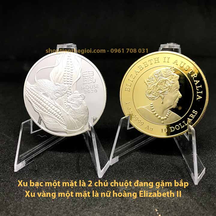 Cặp tiền xu con chuột vàng bạc của úc